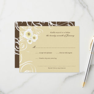 Cartons Réponse Roses De Crème Et Frottent Élégant Mariage Romanti