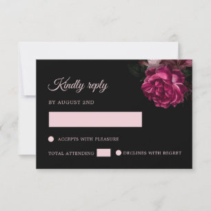 Cartons Réponse Roses Dessinées à la Main Fleur Noir