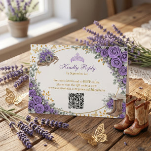 Cartons Réponse Roses Lavande Occidentales Pays Doré Quinceañera