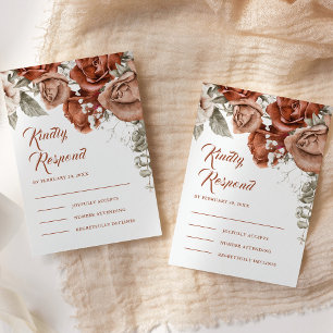 Cartons Réponse Roses orange brûlés Terracotta Mariage floral