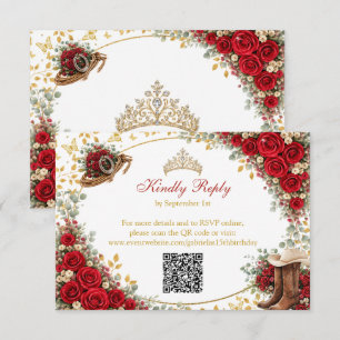 Cartons Réponse Roses Rouges de l'Ouest Pays Doré Quinceañera