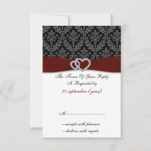 Cartons Réponse rouge diamante damask standard 3,5 x 5 mariage