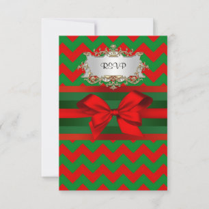 Cartons Réponse Rouge moderne Chevron vert Zig-Zag Ribbon Noël