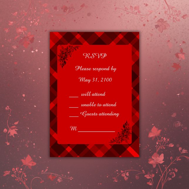 Cartons Réponse rouge noir écossais celtique tartan mariage motif (Créateur téléchargé)