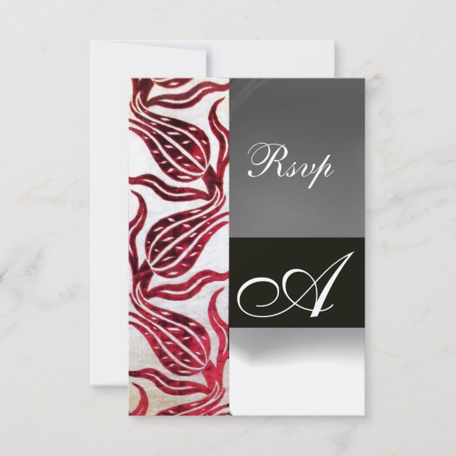 Cartons Réponse ROUGE VELVET TULIP MONOGRAM Bourgogne Champagne bl (Devant)