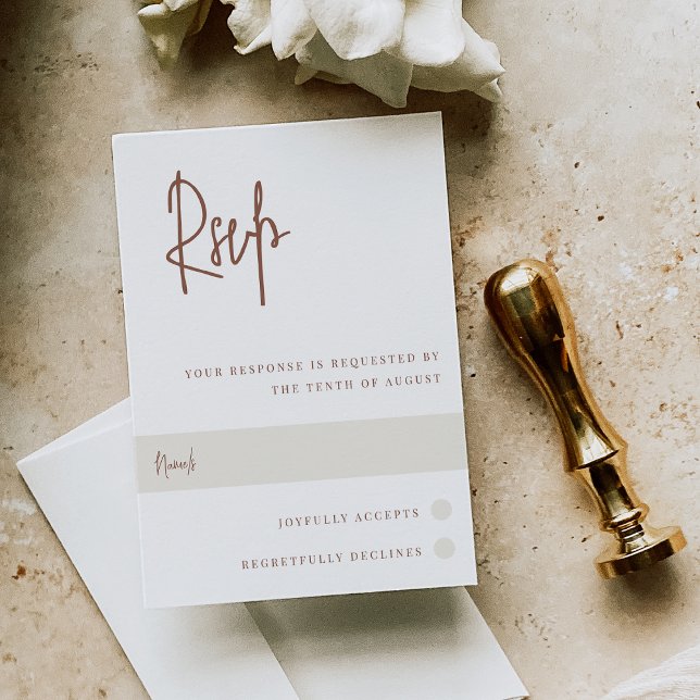 Cartons Réponse Rouille | Mariage de script manuscrit moderne (Créateur téléchargé)