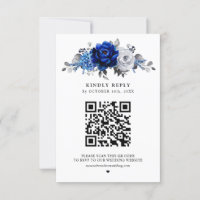 Royal Bleu Blanc Argent Métallo Mariage Floral
