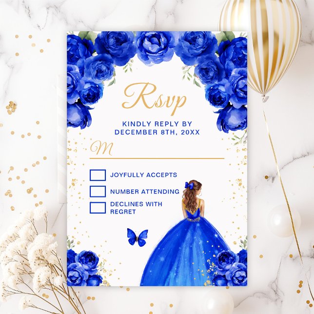 Cartons Réponse Royal Blue and Gold Brown Hair Princesse (Créateur téléchargé)