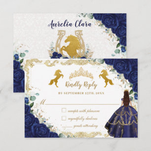 Cartons Réponse Royal Blue Floral Quinceañera Charro Gold Hors 