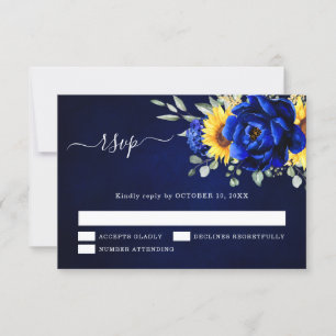 Cartons Réponse Royal Blue Rustic Tournesol Moderne Floral Mariage