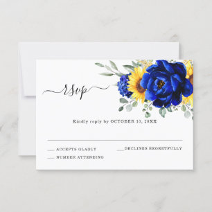 Cartons Réponse Royal Blue Rustic Tournesol Moderne Floral Mariage