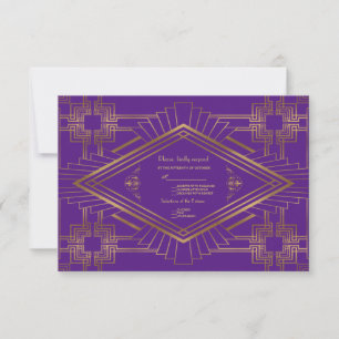 Cartons Réponse Royal Purple Gold Great Gatsby Mariage