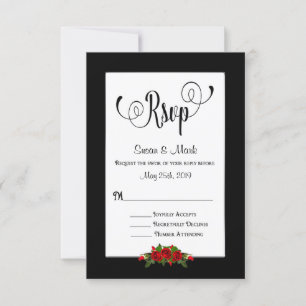 Cartons Réponse RSVP, Collection Roses Rouges/Noir/Rouge