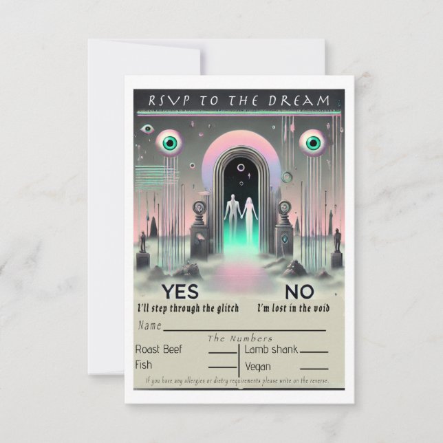 Cartons Réponse 🌌 "RSVP to the Dream : Weirdcore Mariage Card" 🌌 (Devant)