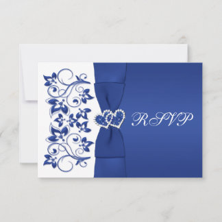 Cartons Réponse RUBAN IMPRIMÉ Carte-réponse florale bleue et blanc
