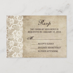 Cartons Réponse Ruban vintage d'élégance sur la dentelle épousant