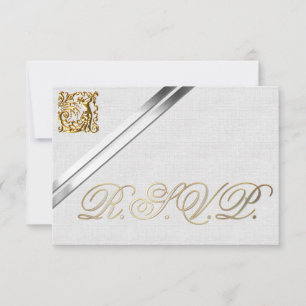 Cartons Réponse Rubans en argent et Mariage en or