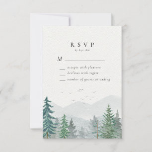 Cartons Réponse Russe aquarelle Mariage de la forêt de pins de mon