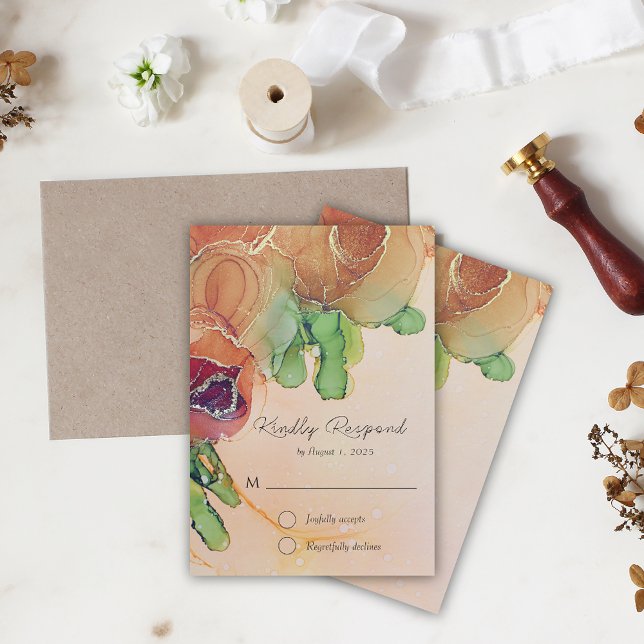 Cartons Réponse Russe Boho rouille Rose Mariage (Créateur téléchargé)