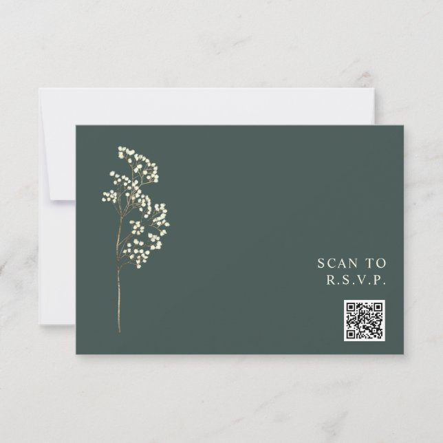 Cartons Réponse Russe Emerald Gypsophila QR Code Mariage (Devant)