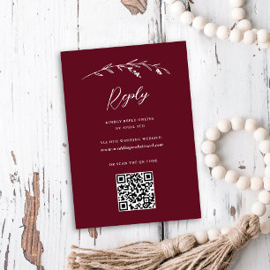 Cartons Réponse Russe Fleur sauvage Bourgogne QR Code Mariage en l