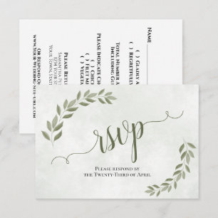 Cartons Réponse Russe Sage Green Feuilles Mariage simple