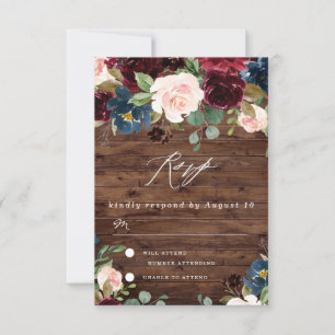Cartons Réponse Russe Vin rouge profond Burgundy Blush Mariage de