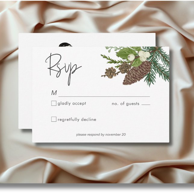 Cartons Réponse Russe Winter Nature & Pine (Rustic Winter Nature & Pine RSVP Card)