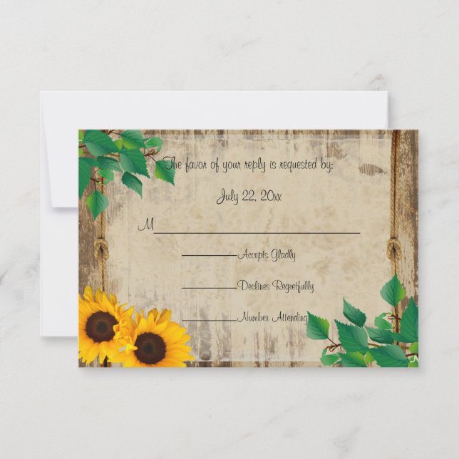 Cartons Réponse Rustic Barn Wood Sunflower (Devant)