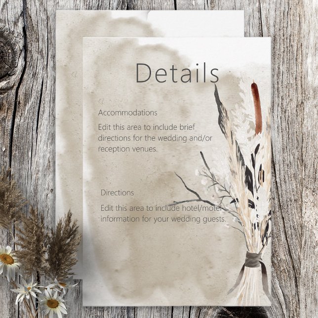 Cartons Réponse Rustic Boho Bouquet Modern Details Card (Créateur téléchargé)