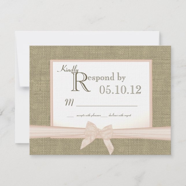 Cartons Réponse Rustic Bow et Burlap Mariage (Devant)