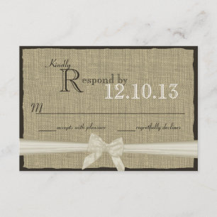 Cartons Réponse Rustic Bow et Burlap Mariage