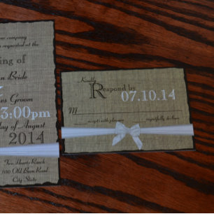 Cartons Réponse Rustic Bow et Burlap Mariage