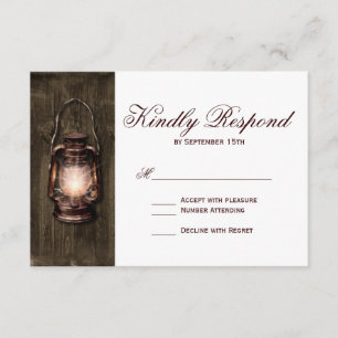 Cartons Réponse Rustic Country Lantern Grange de mariage en bois R