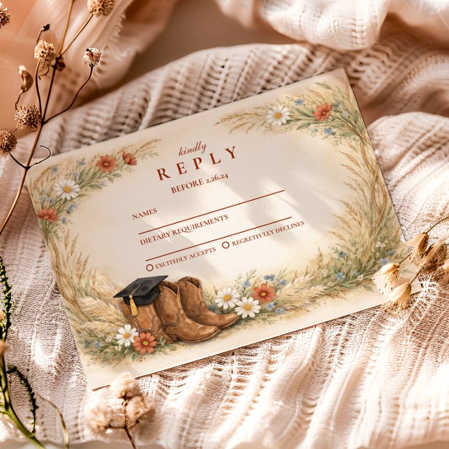 Cartons Réponse Rustic Cowgirl Graduation Party (Créateur téléchargé)