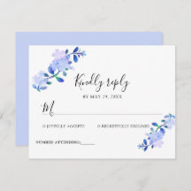 rustic dusty blue watercolor-style flower & leaves