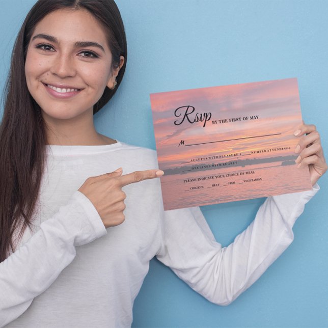 Cartons Réponse Rustic Lake Sunset Lakeside Mariage (Créateur téléchargé)