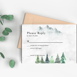 Cartons Réponse Rustic Mountains & Forest Watercolor Mariage
