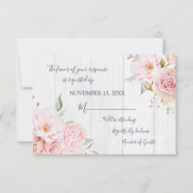 Rustic Pink Floral Spring Wedding Response Card
