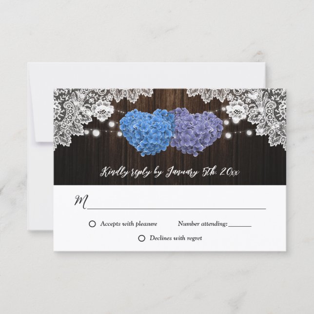 Cartons Réponse Rustic Purple and Blue Floral Wedding (Devant)