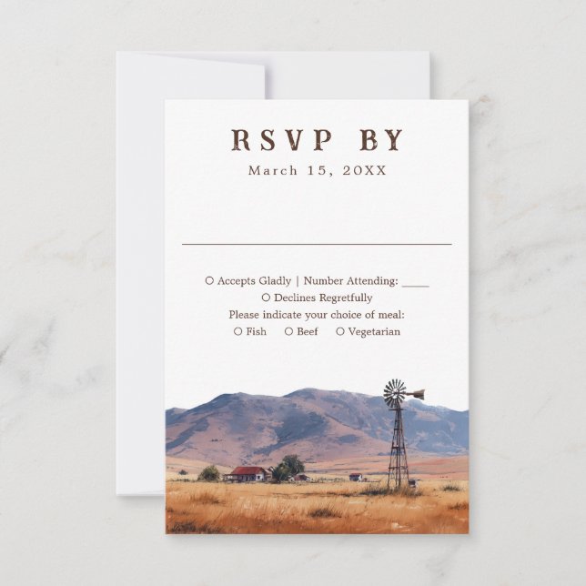 Cartons Réponse Rustic Watercolor Western Cowboy Ranch Wedding (Devant)