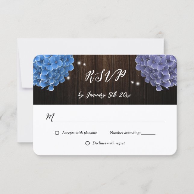 Cartons Réponse Rustic Wood Purple and Blue Floral Wedding (Devant)