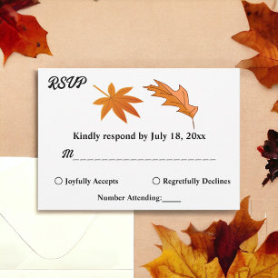 Cartons Réponse Rustique Automne Orange Feuilles automne Mariage f