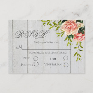 Cartons Réponse Rustique Blush Floral Élégant Mariage Script
