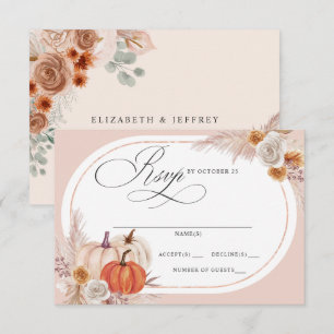 Cartons Réponse Rustique Boho Terracotta Pampas Citrouille Mariage