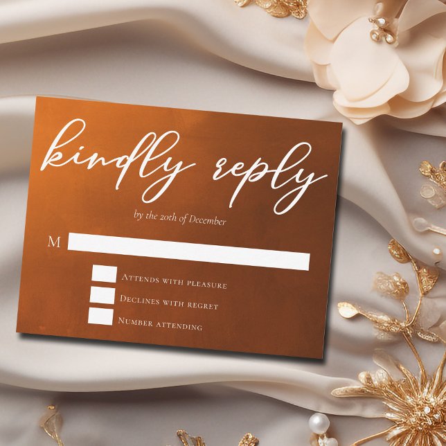 Cartons Réponse Rustique Burnt Orange Kindly Répondre Mariage Auto (Créateur téléchargé)