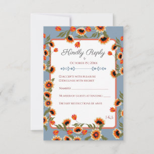 Cartons Réponse Rustique Floral Scandinave Mariage inspiré Folk