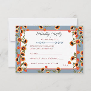 Cartons Réponse Rustique Floral Scandinave Mariage inspiré Folk