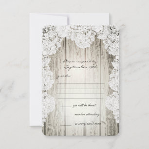 Cartons Réponse Rustique Pays Faux Lace Grange Mariage en bois