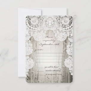 Cartons Réponse Rustique Pays Faux Lace Grange Mariage en bois